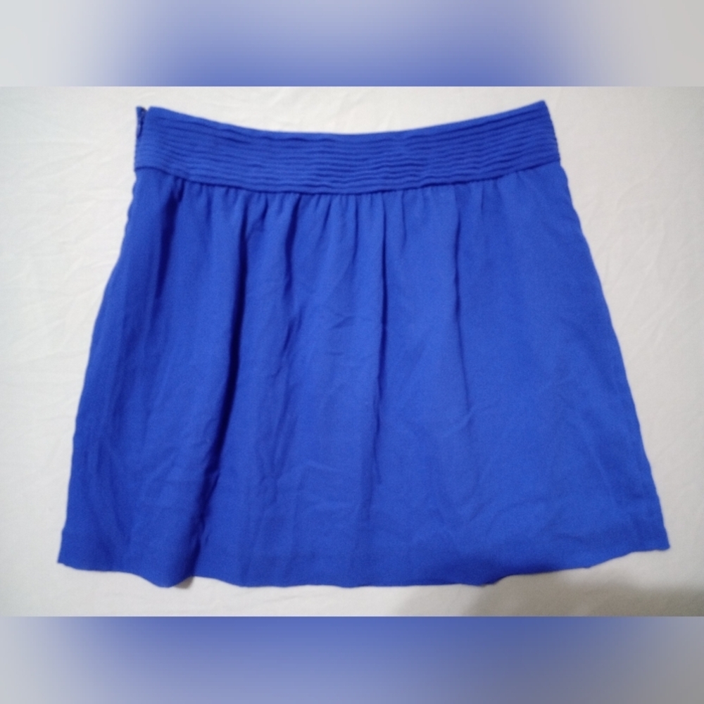 Ann Taylor Loft Sz 4P Blue Mini Skirt Whimsical Romantic Colorful Beachy Casual